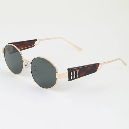 Tortoise Tile Round Frame Sunglasses: MIX