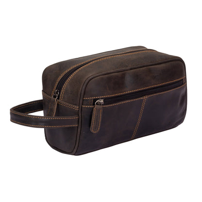 Leather Banff Toiletry Bag: Sandal