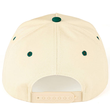 C.C HAPPY CAMPER Letter Embroidered on Two Tone Trucker Hat: Dark Green