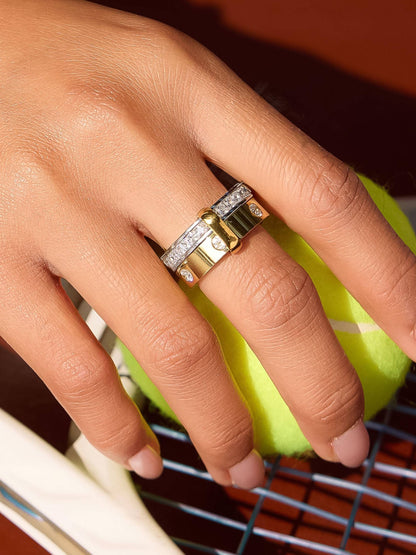 Greyson 18K Gold Non-Tarnish Two-Tone Crystal Band Ring: Multi-Colored
