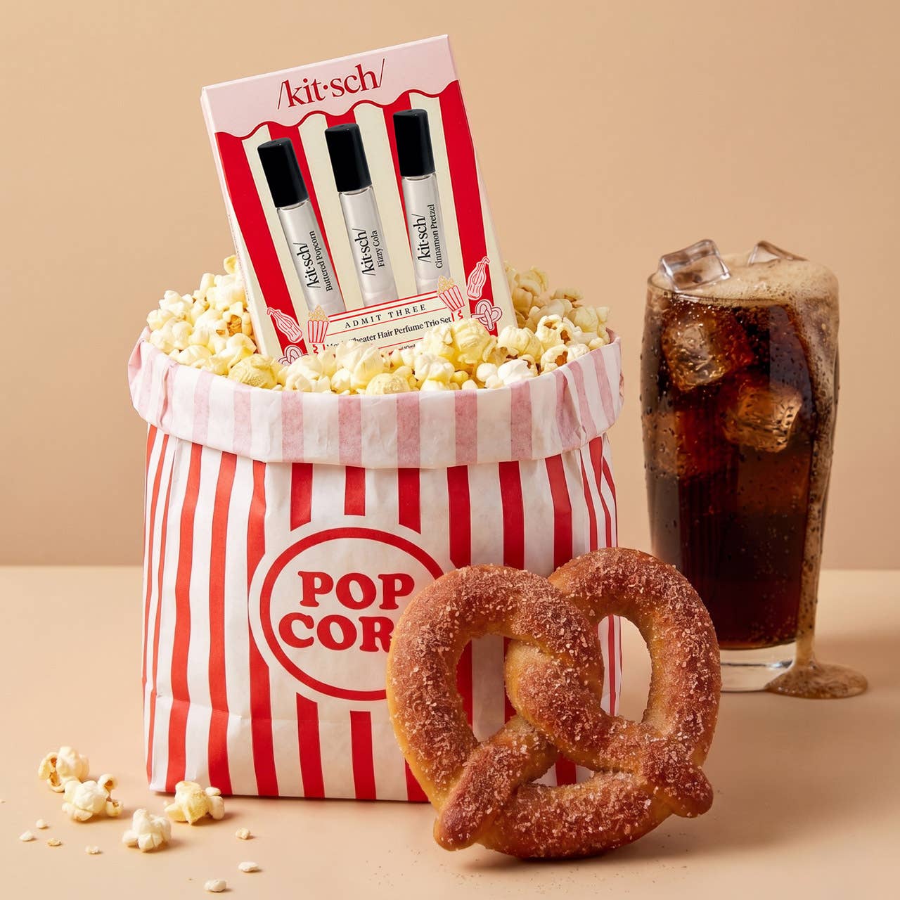 Movie Theater Hair Perfume Trio Set - Buttered Popcorn, Fizzy Cola, Cinnamon Pretzel