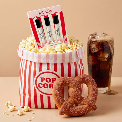 Movie Theater Hair Perfume Trio Set - Buttered Popcorn, Fizzy Cola, Cinnamon Pretzel