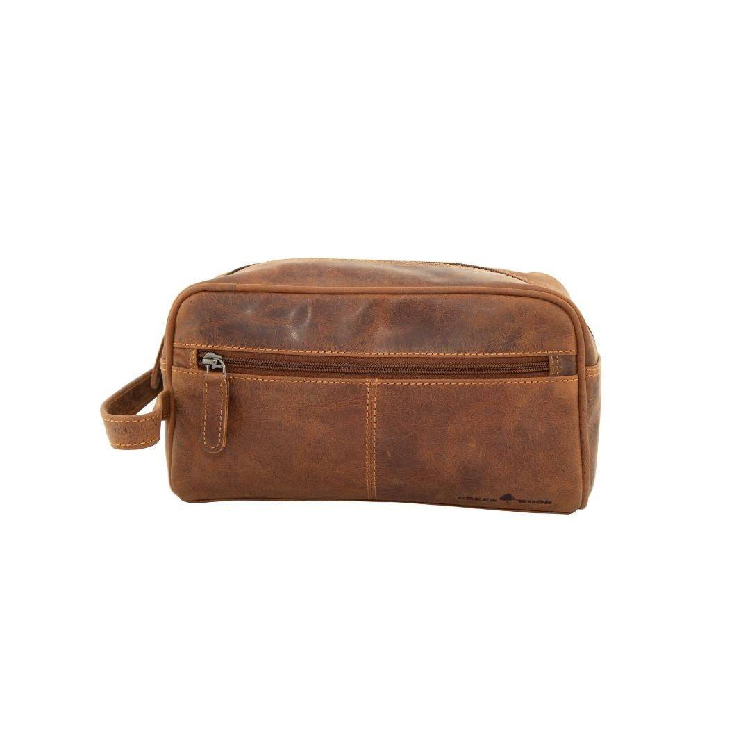 Leather Banff Toiletry Bag: Brown