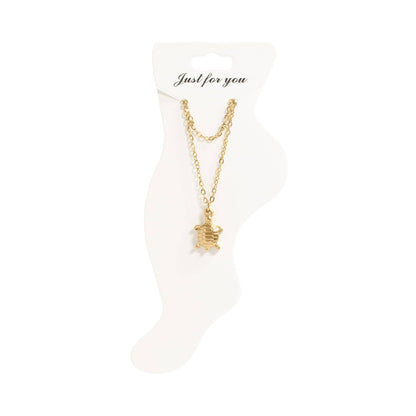 18K Gold PVD Stainless Steel Sea Turtle Charm Anklet: Gold