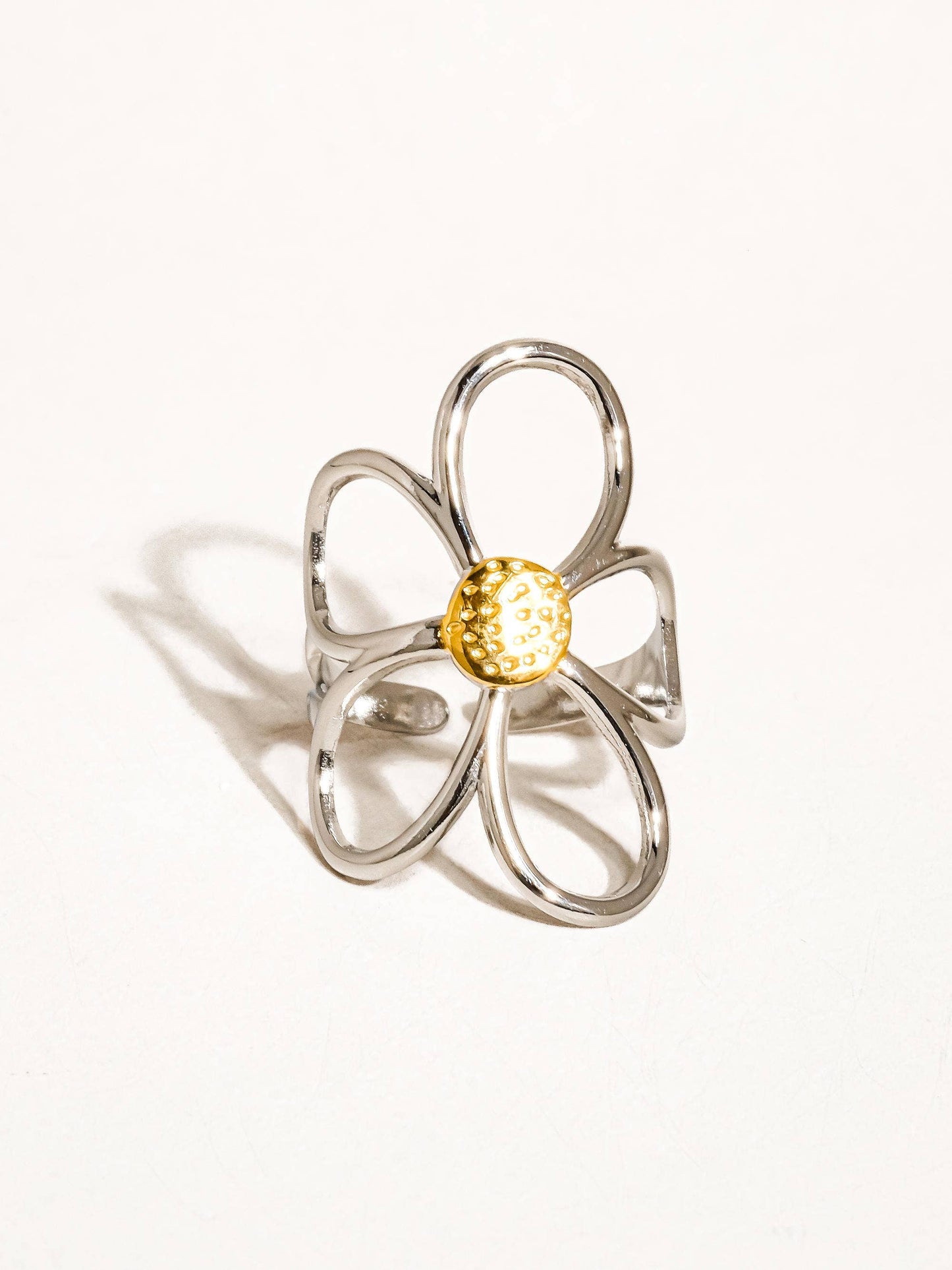 Isolde 18K Non-Tarnish Large Floral Ring: Yellow Gold