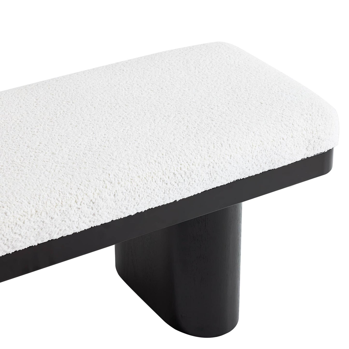 47.5" Wood Bed Bench Ottoman, Teddy Velvet Entryway Bench: Walnut