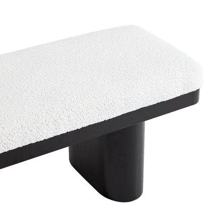 47.5" Wood Bed Bench Ottoman, Teddy Velvet Entryway Bench: Walnut