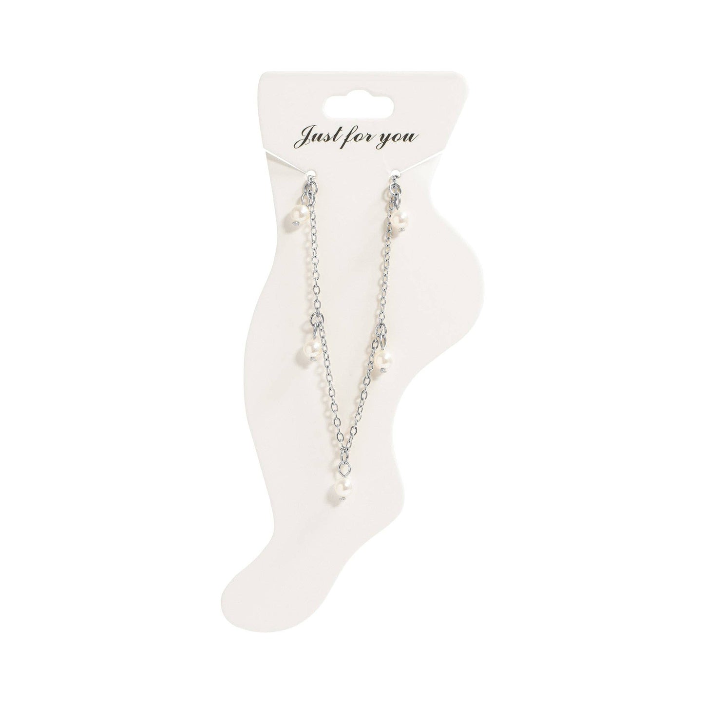 18K Gold PVD Stainless Steel Pearl Charm Anklet : Gold