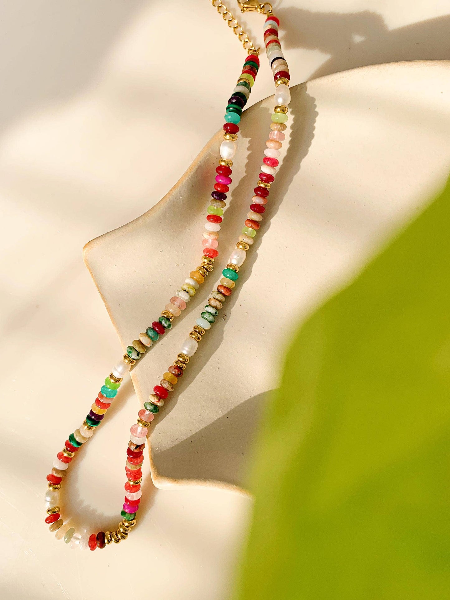 Sunny Non-Tarnish Boho Color Beaded Necklace: Multi-Colored