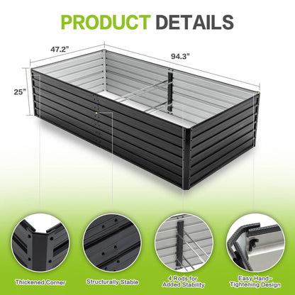8x4 Galvanized Raised Garden Bed Planter for Gardens