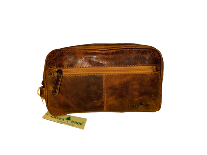 Leather Banff Toiletry Bag: Sandal