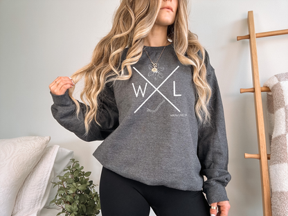 WAKAW LAKE Custom Crewneck - Adult: Dark Heather / Wakaw Lake Word Art / Small