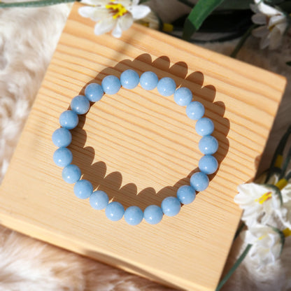 Angelite Round Beaded Bracelet