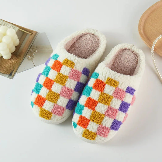 Multicolor Checkerboard Soft Home Slippers