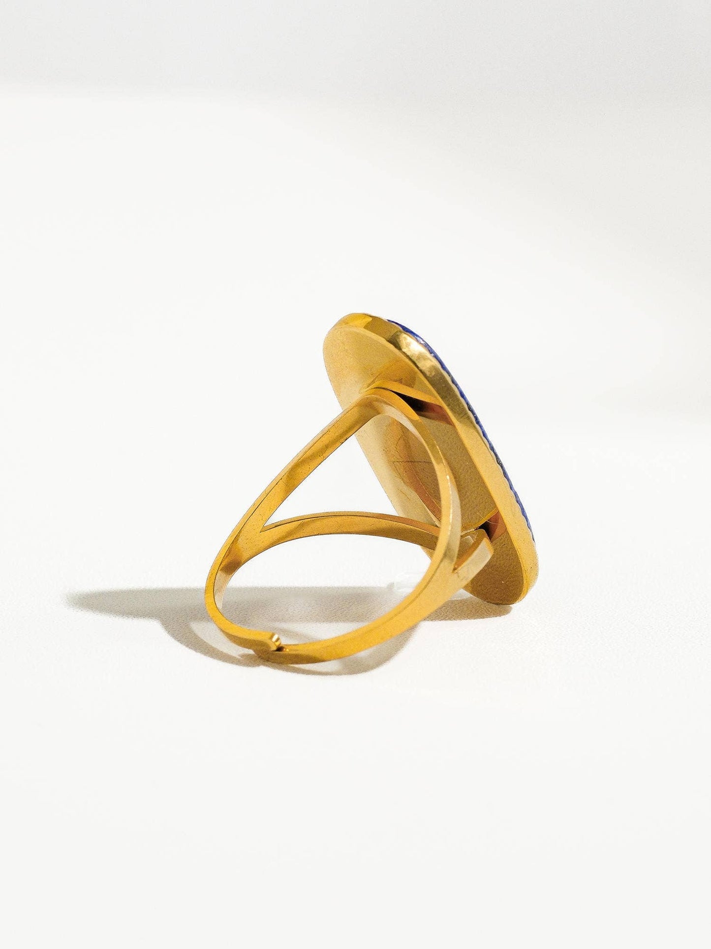 Dakota Non Tarnish Adjustable Ring with Natural Stone: Green