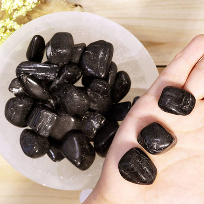 1 lb Black Tourmaline Tumbled Stones