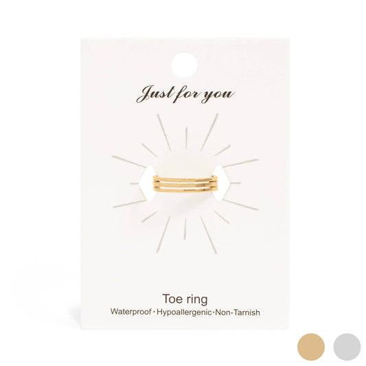 18K Gold PVD Stainless Steel Triple Toe Ring: Gold