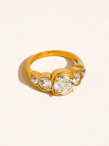 Irid 18K Gold Non-Tarnish Multi CZ Statement Ring: Yellow Gold / 7