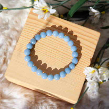 Angelite Round Beaded Bracelet