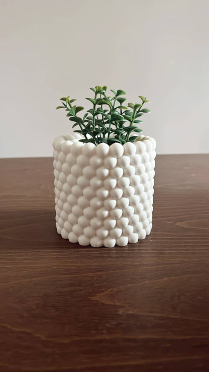 Bubble Texture Orb Planter: Mid-Century Modern Plant Pot: Cedar / Small