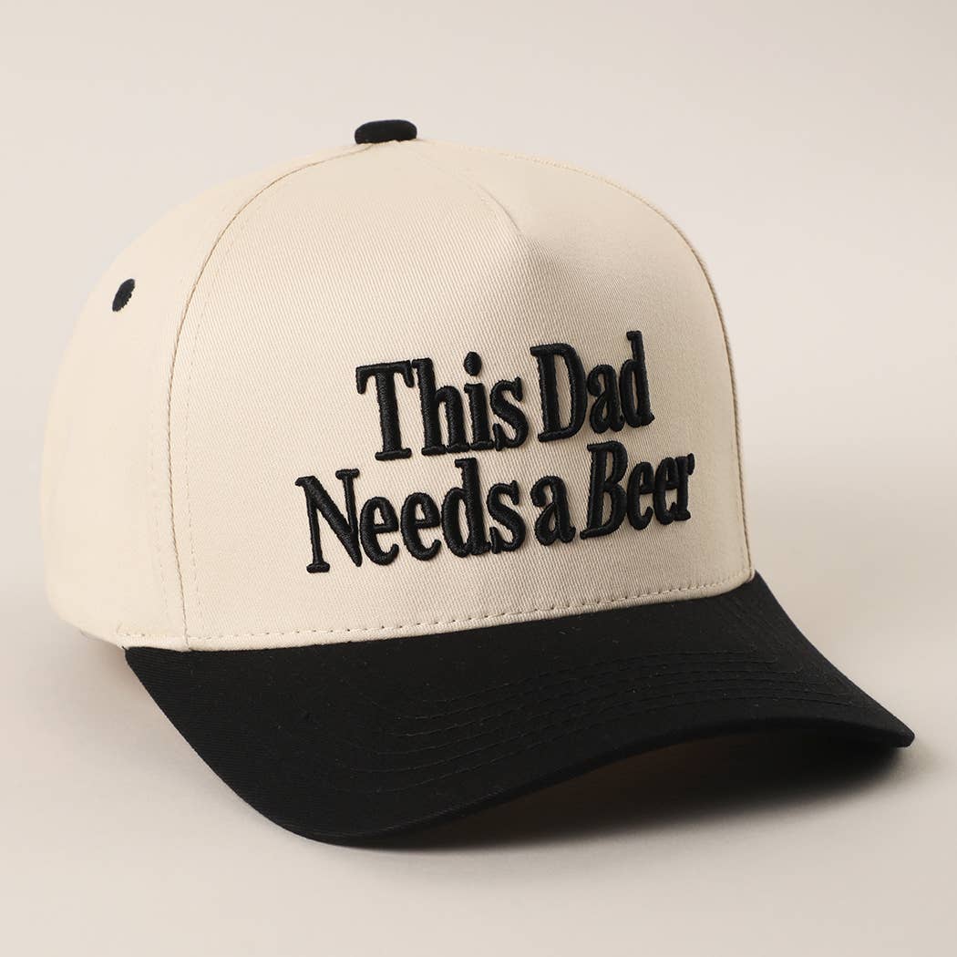 THIS DAD NEEDS A BEER Embroidered Two-Tone Trucker Hat: BLK / ONE SIZE