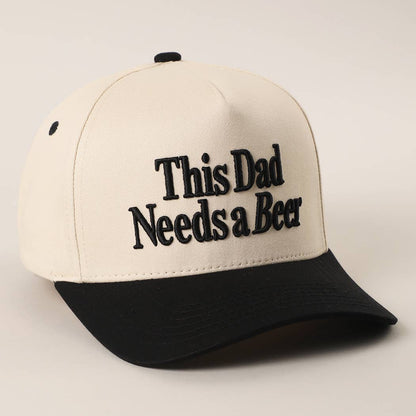 THIS DAD NEEDS A BEER Embroidered Two-Tone Trucker Hat: BLK / ONE SIZE