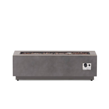 Rectangular Iron Fire Pit 50000 BTU for Patio: Stone Gray