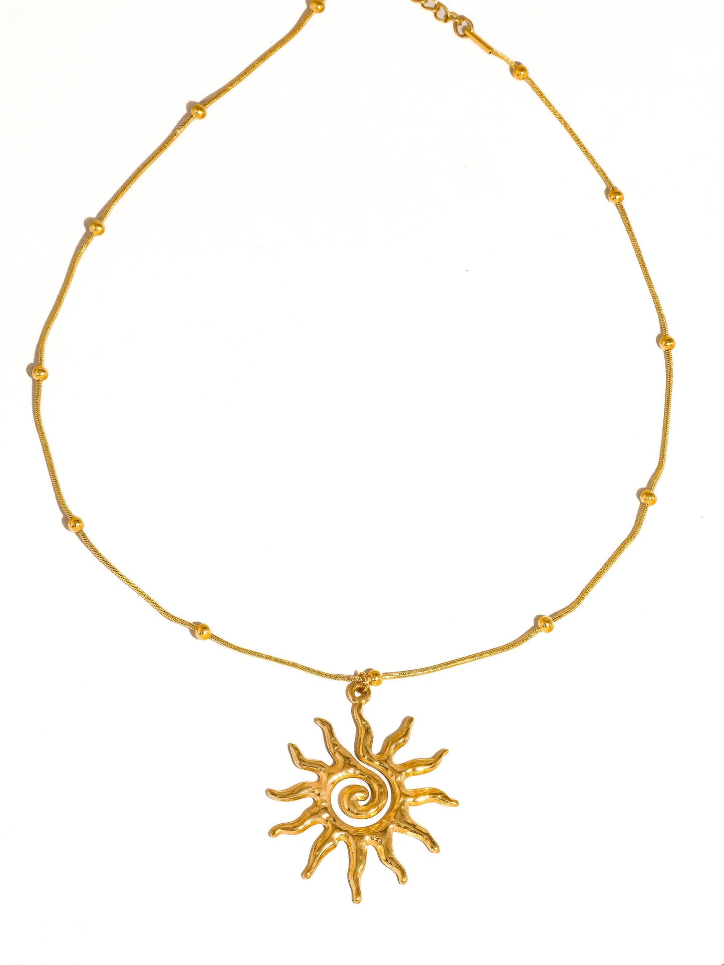 Taiyo 18K Gold Non-Tarnish Boho Sun Necklace: Yellow Gold