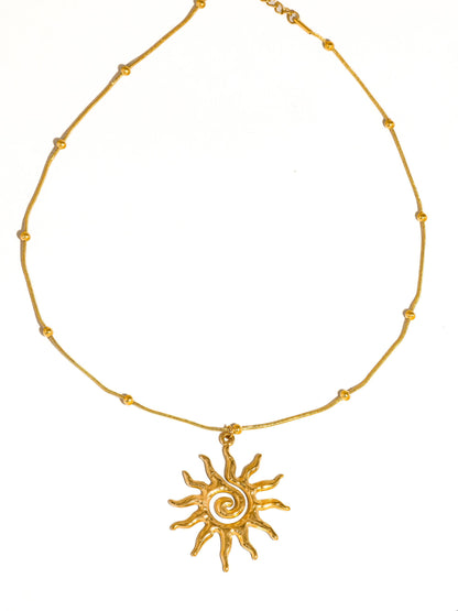 Taiyo 18K Gold Non-Tarnish Boho Sun Necklace: Yellow Gold