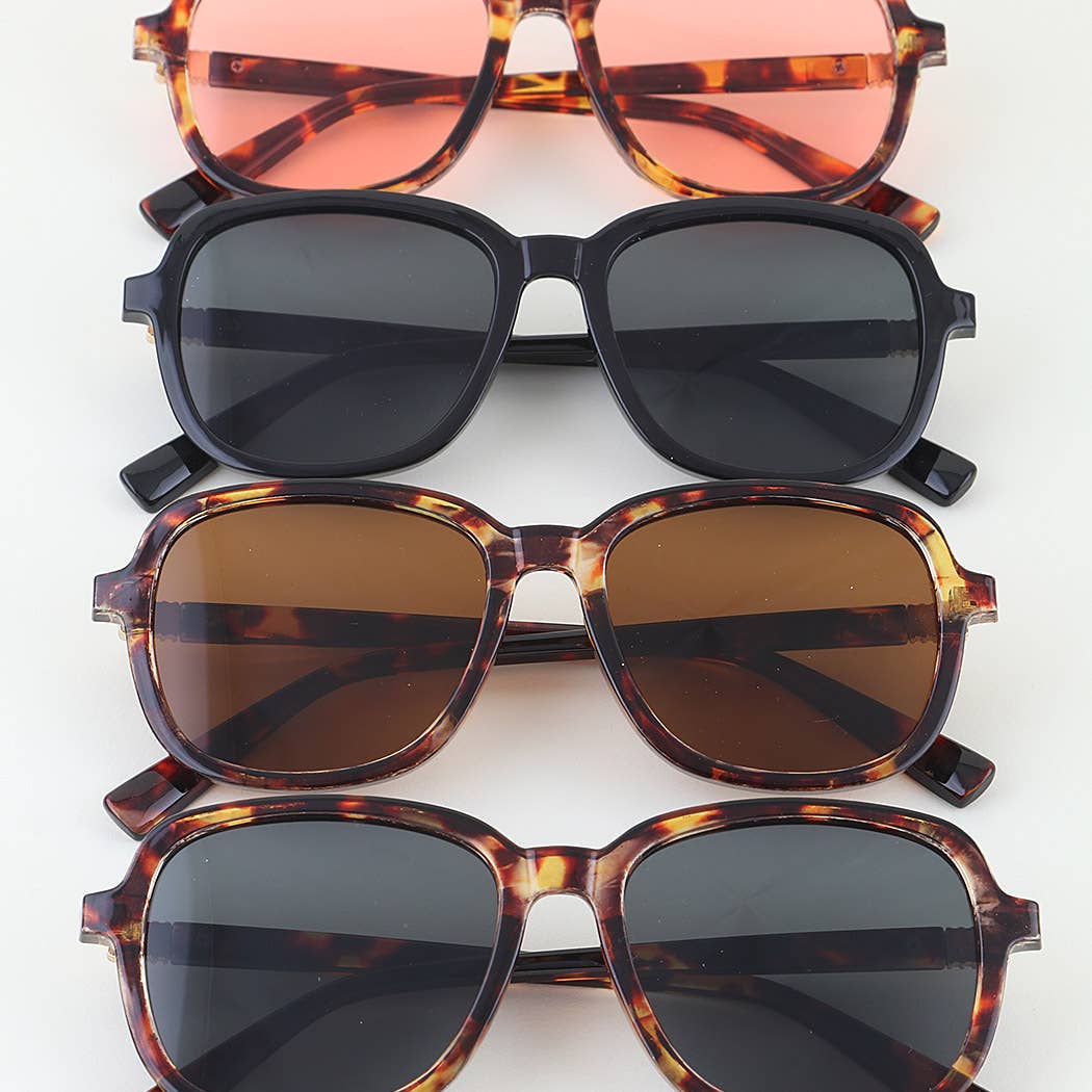 Minimal Tortoise Box Tinted Sunglasses: MIX