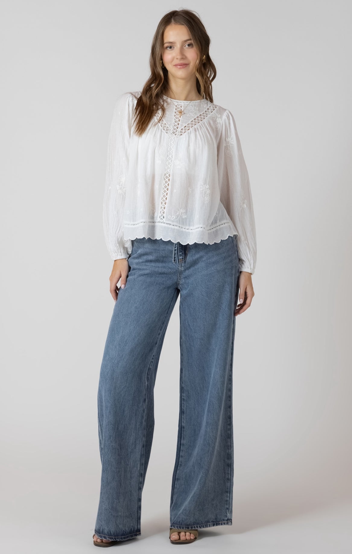 Crochet Detail Embroidered Blouse