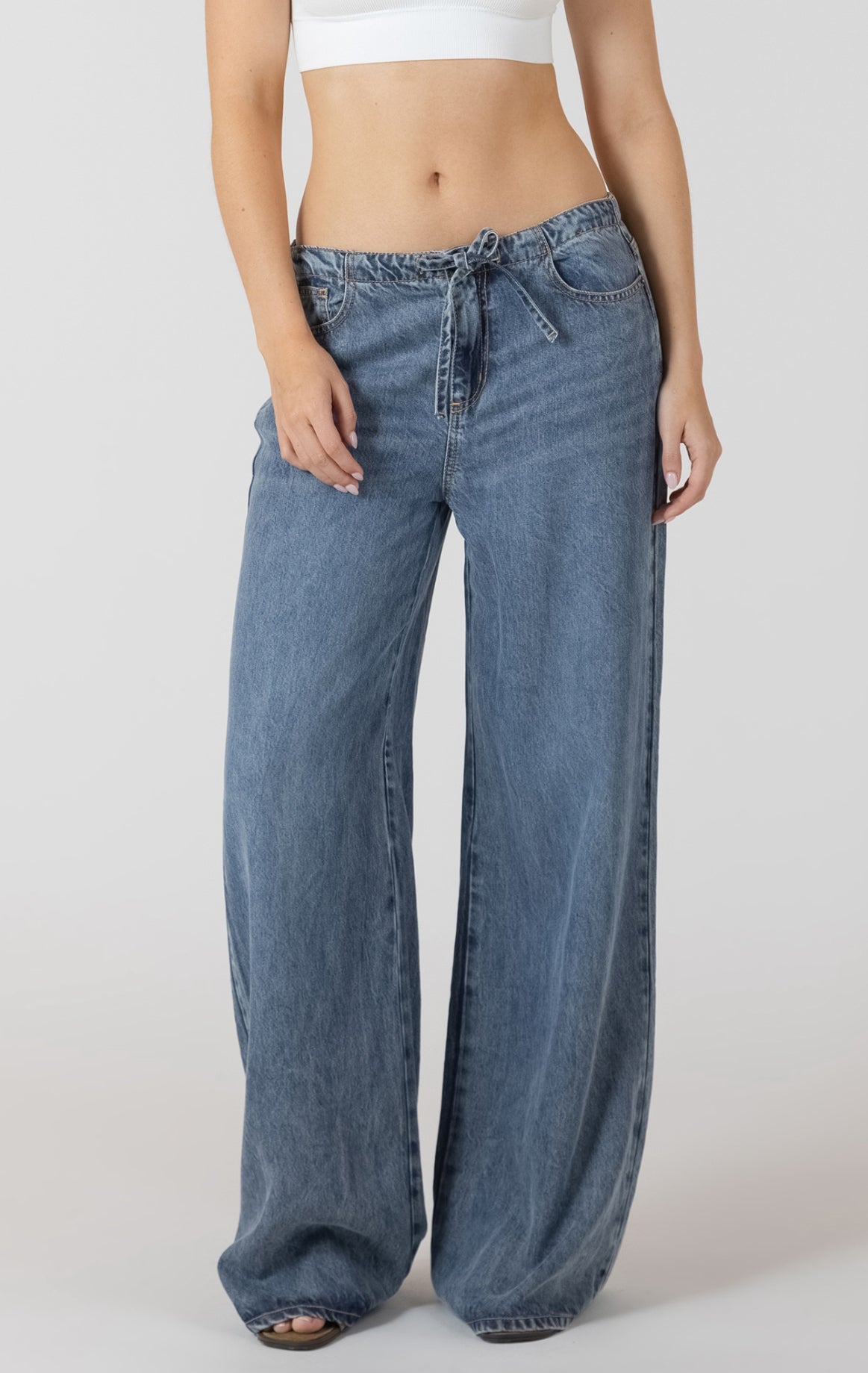 Drawstring Waist Denim Pant