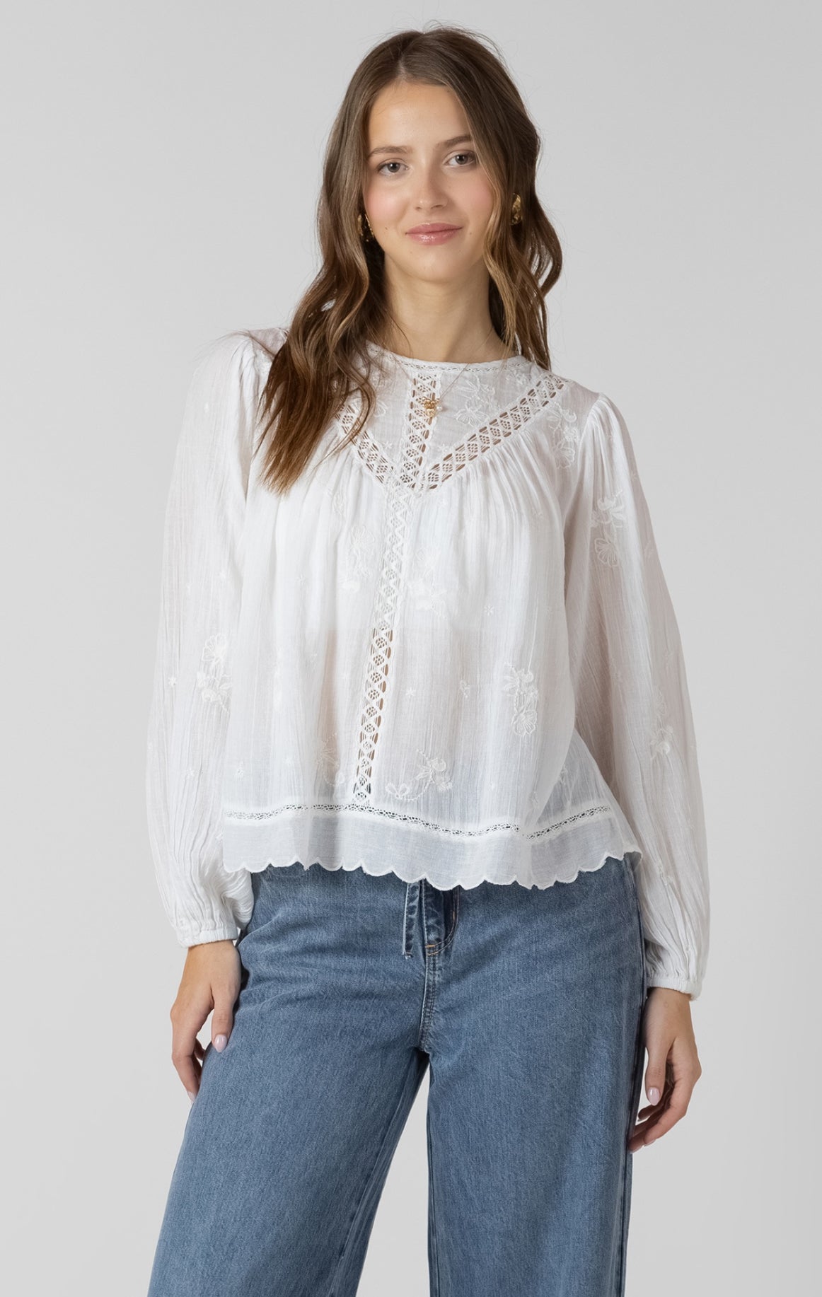 Crochet Detail Embroidered Blouse