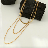 ZURI Triple Layer Mixed-Chain Necklace in Gold