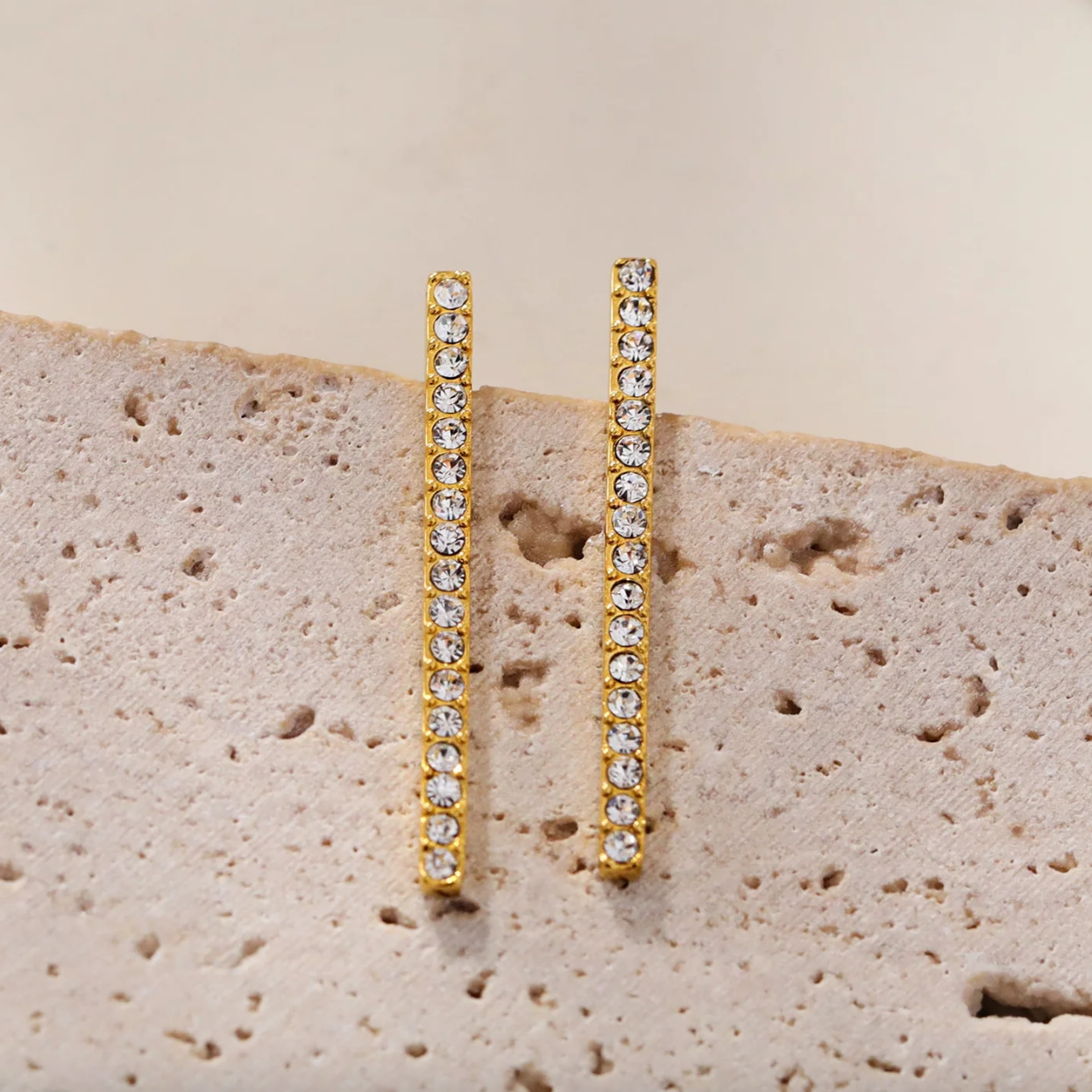 REGINA: Pavé Bar Stud Earrings with Zirconia Gemstones
