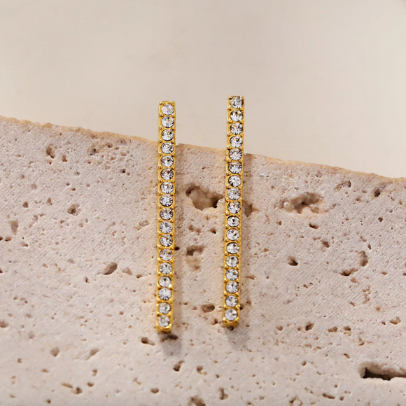 REGINA: Pavé Bar Stud Earrings with Zirconia Gemstones