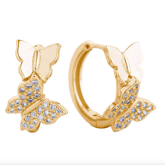 14K Gold-Dipped  Butterfly Huggie Earrings
