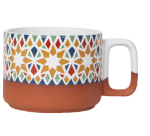 Kaleidoscpe Terracotta Mug - White