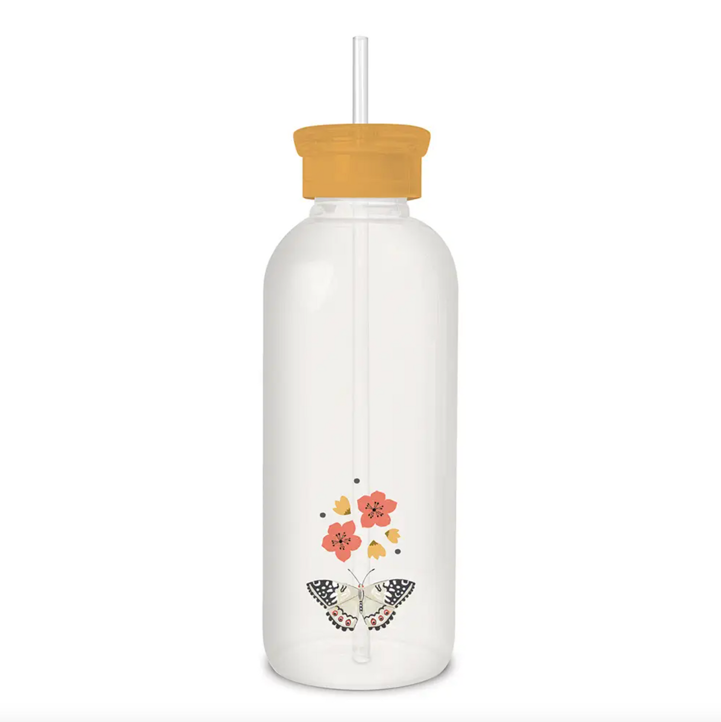 Grow Evolve Transform Glass Water Bottle with Straw