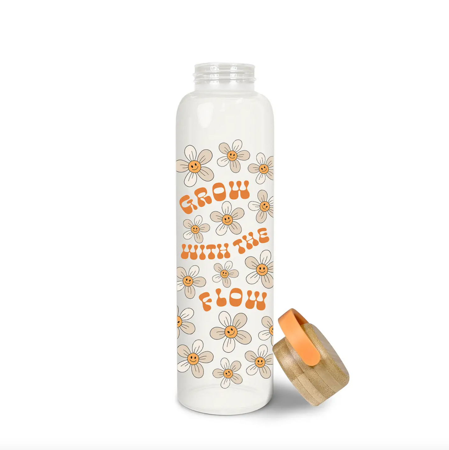 Grow with the Flow Glass Water Bottle with Bamboo Lid