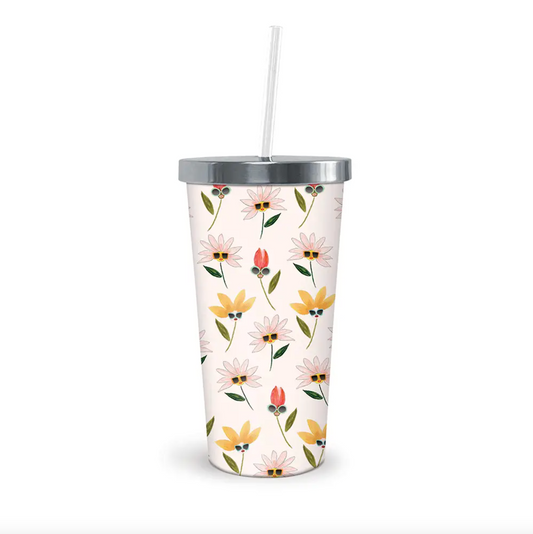 Sassy Flowers Tumbler with Straw