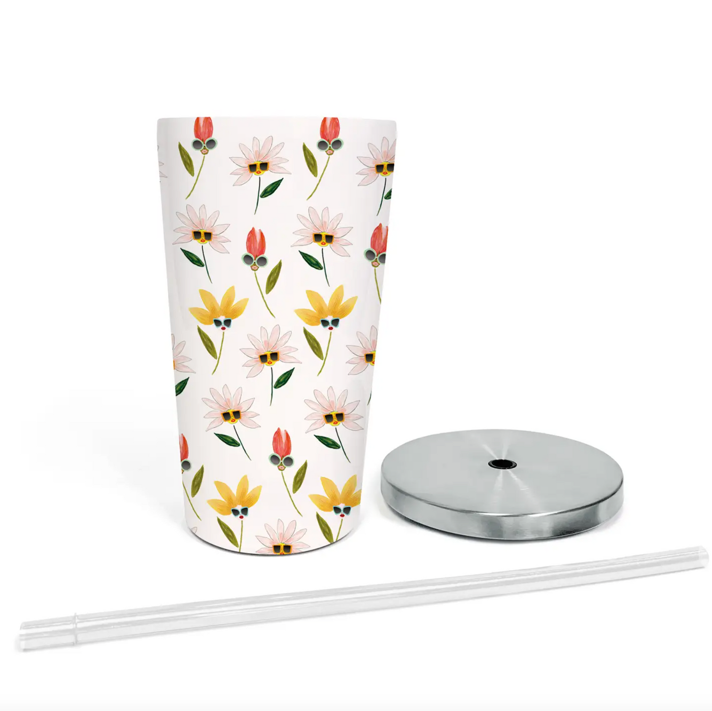 Sassy Flowers Tumbler with Straw