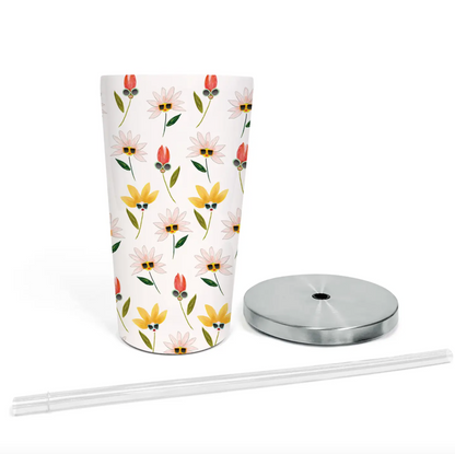 Sassy Flowers Tumbler with Straw
