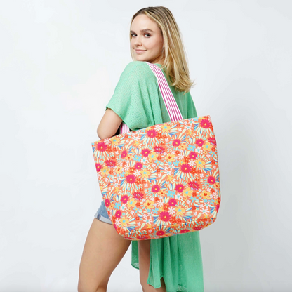 Colorful Floral Print Summer Tote Bag