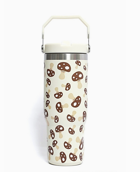 Stainless Steel Flip Straw Tumbler - Mushroom