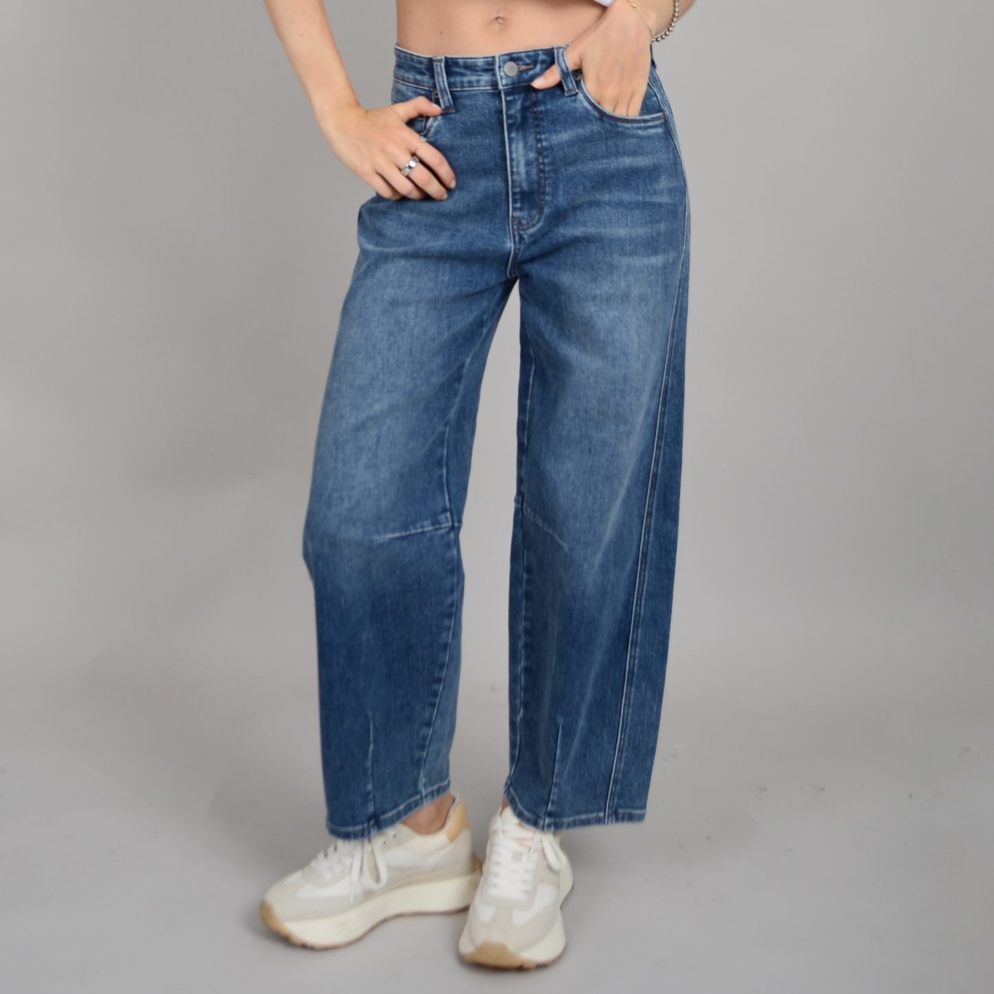 BARNI STRETCH DENIM BARREL PANT-DIDI DARK WASH