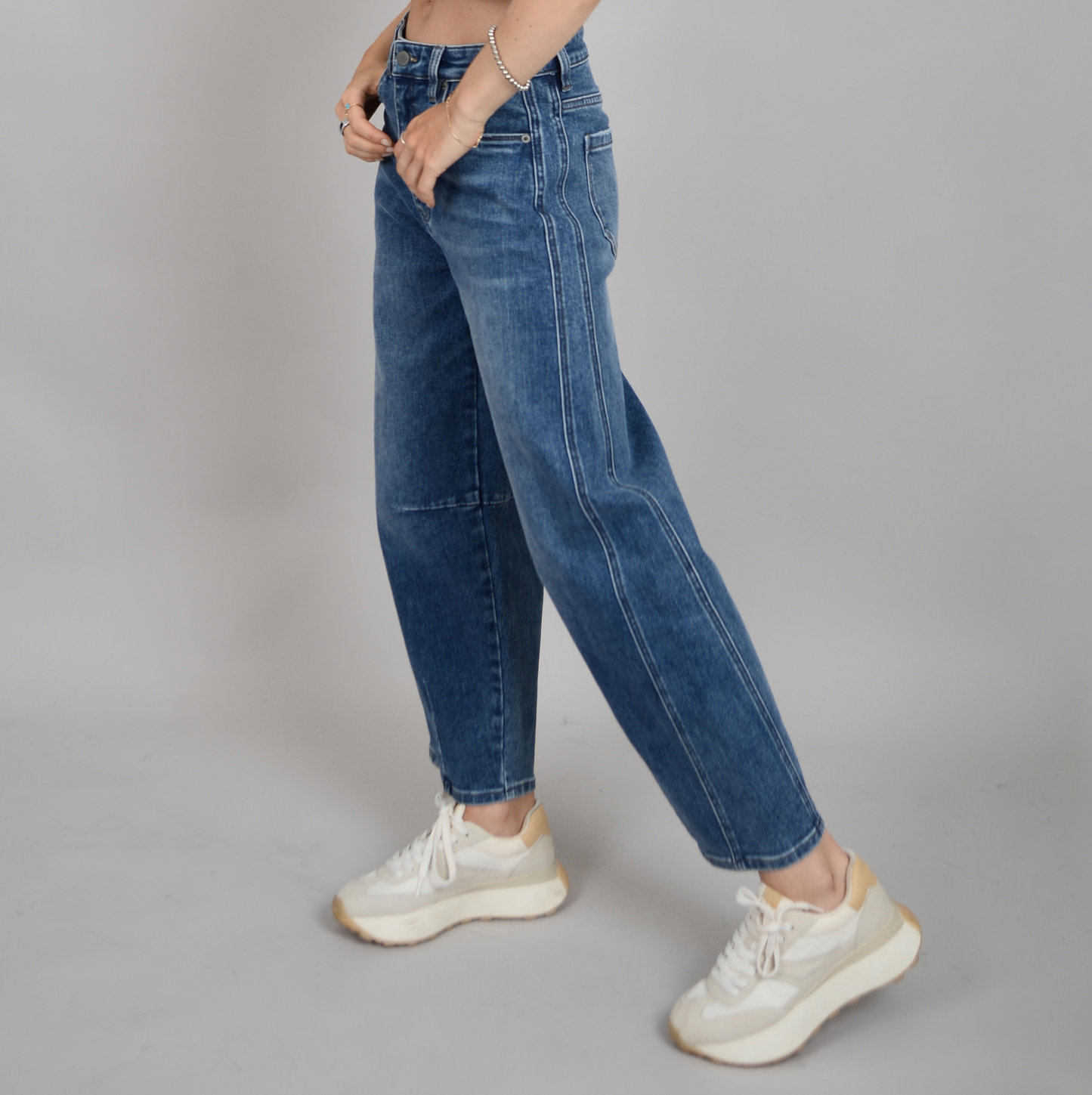 BARNI STRETCH DENIM BARREL PANT-DIDI DARK WASH