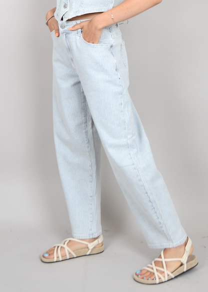 SAMMI BARREL PANTS- Blue and white Stripe