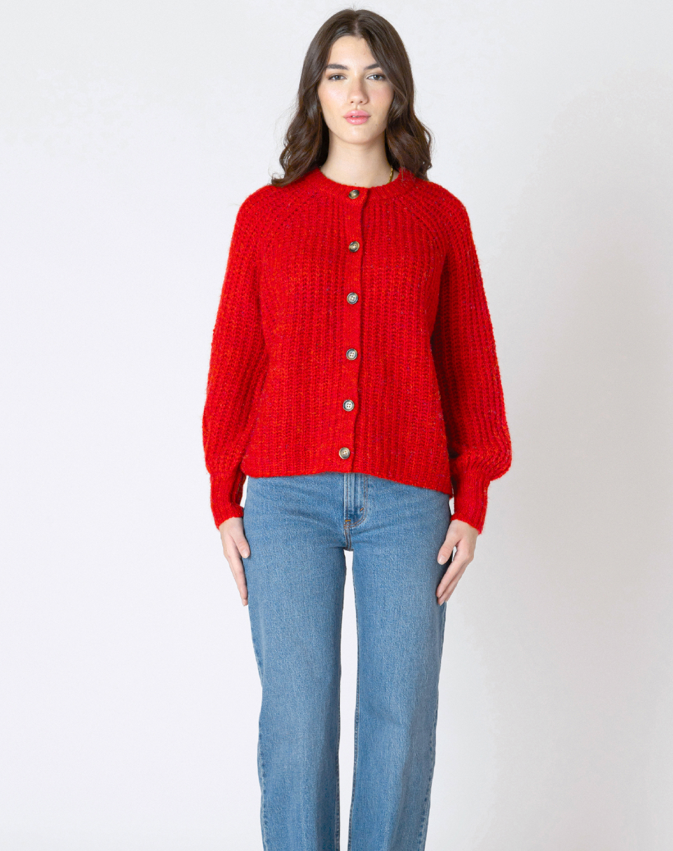 CREWNECK TEXTURED CARDIGAN