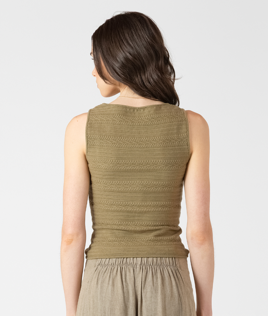 SQUARENECK TEXTURED TANK - DUSTY SAGE